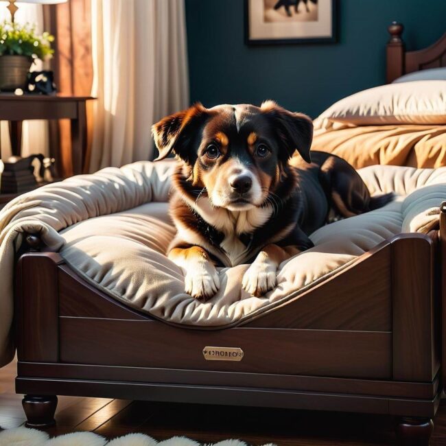 Estetyczne legowisko dla psa z metalowymi nóżkami