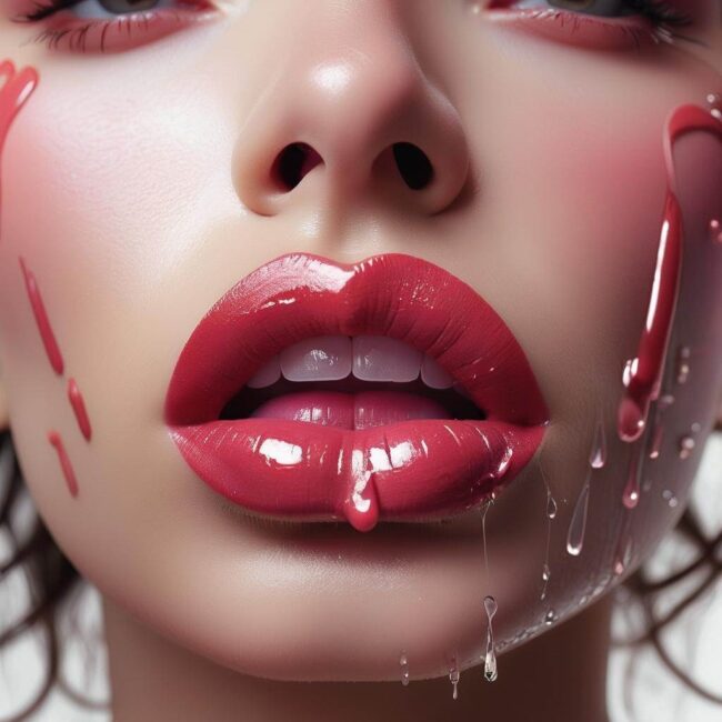 Mokre usta trendy makijażowe