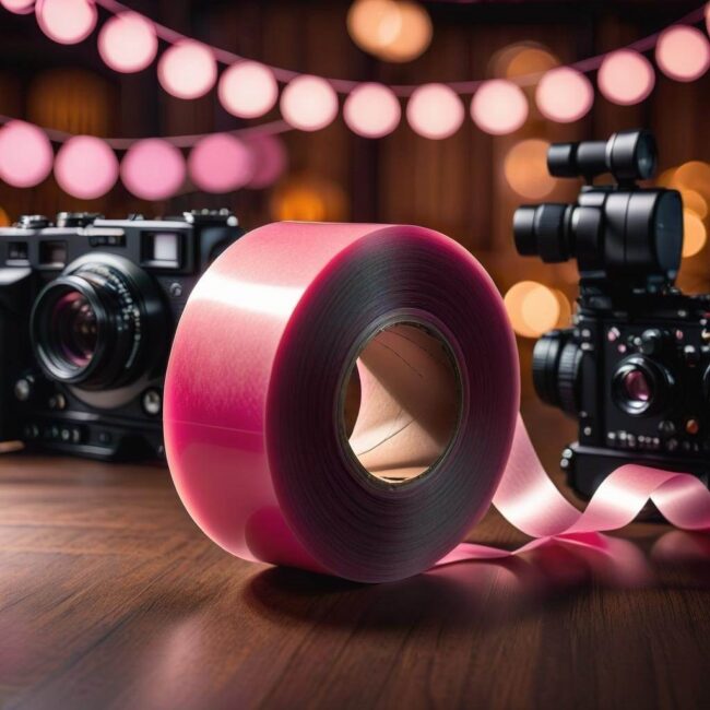 Różowa taśma klejąca w rolce
