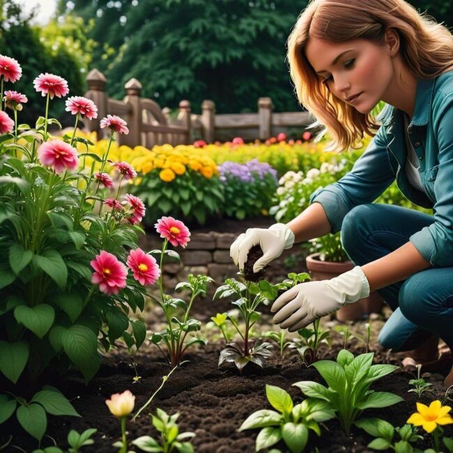 Sadzenie kwiatów na tarasie